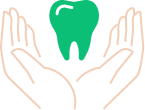 Animated hands holding a tooth