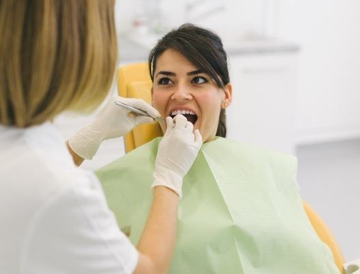 Woman receiving metal free dental restoration