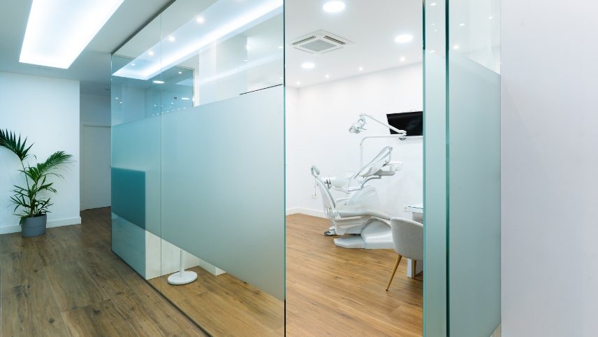 Hallway to dental treatment rooms
